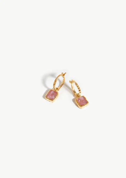 Rhodochrosite Gold Pyramid Hoops | La Garconne