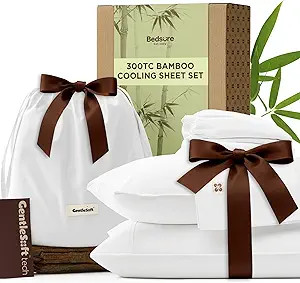 Bedsure Bamboo Rayon Cotton Sheets, Queen Sheet Set, Cooling, GentleSoft, Breathable, Deep Pocket... | Amazon (US)