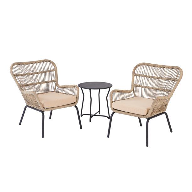 Mainstays Adina Bay Outdoor Patio Furniture 3 Piece Wicker Chat Set | Walmart (US)