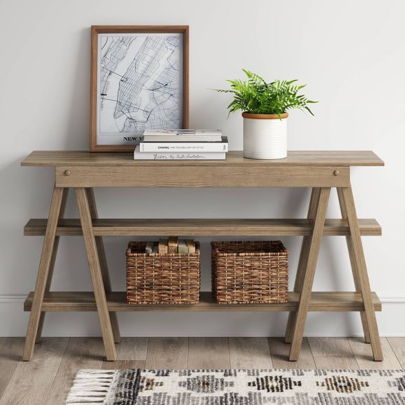 30" Burke Trestle Wooden Horizontal Bookshelf Natural - Threshold™ | Target