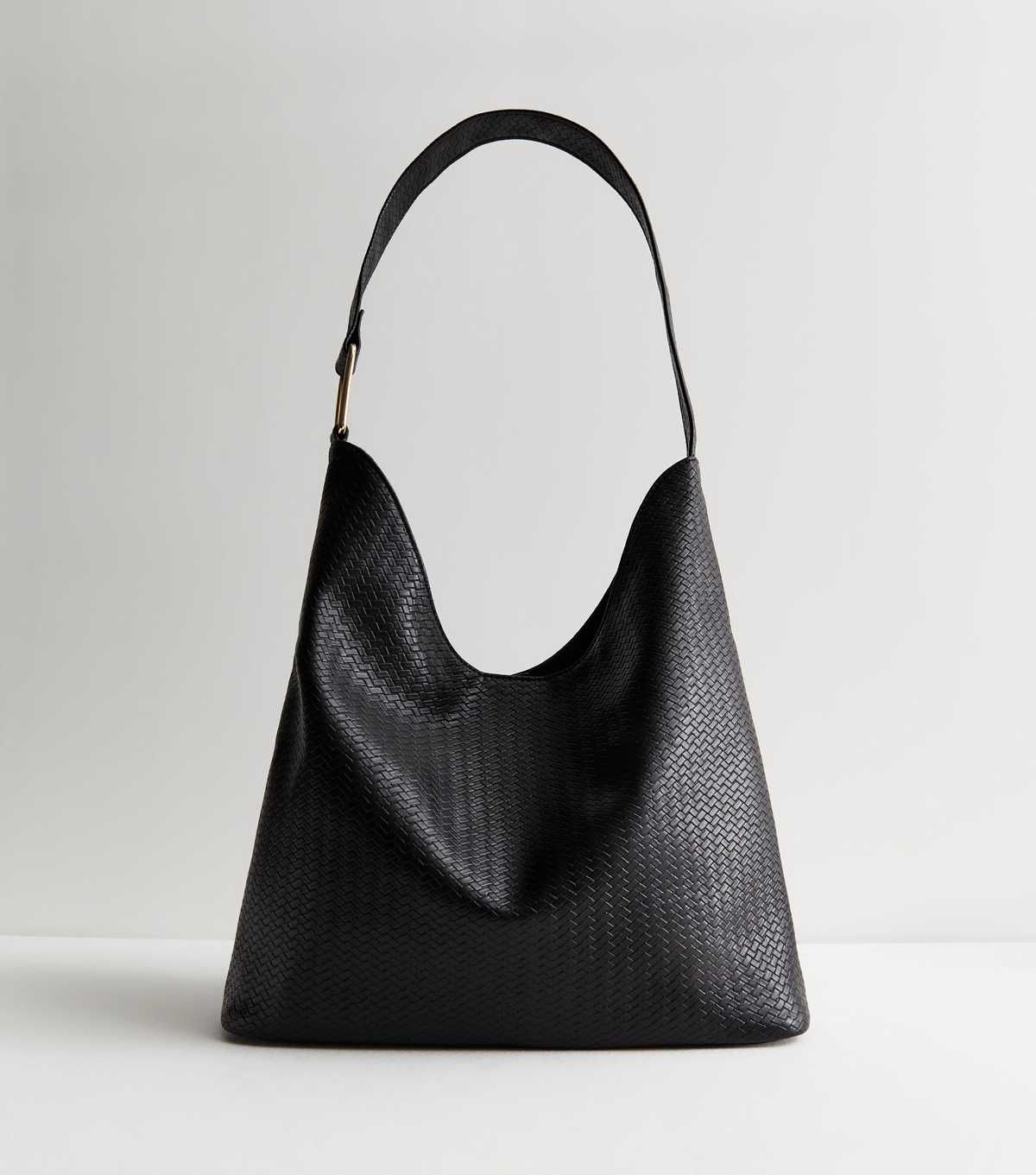 Black Woven Leather-Look Shoulder Bag | New Look | New Look (UK)