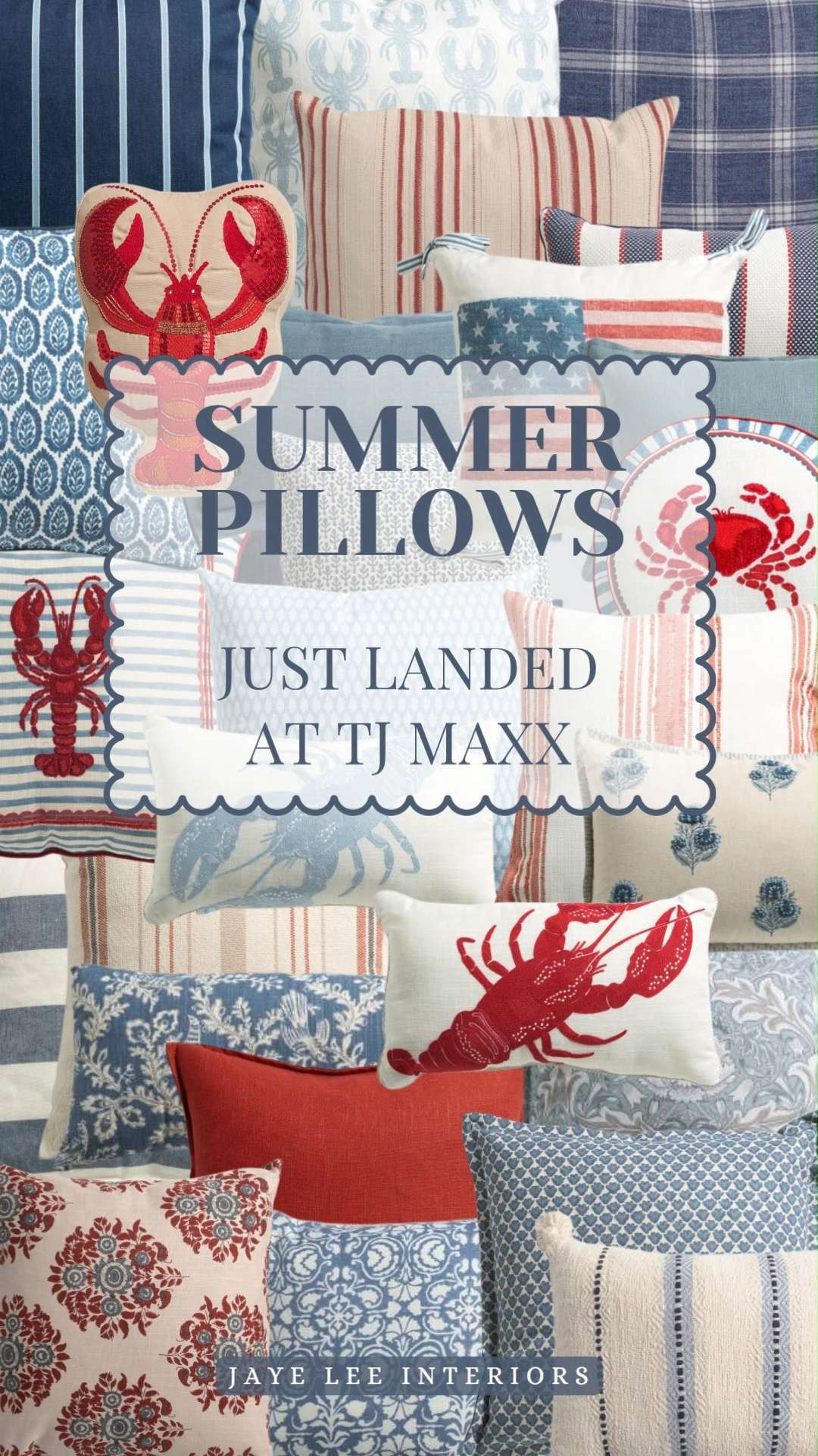 **ALL UNDER $40 EACH** Summer Throw Pillows Just Arrived at TJ Maxx with all the Nautical, Patriotic, Preppy, Ralph Lauren, New England Summer Vibes... (ALL UNDER $40 EACH)
#redwhiteandblue #summerpillows #throwpillows #outdoorpillows #patiorefresh #summerparty #Lobster #bluestripedpillows #blueandwhitedecor #preppydesign #4thofJuly #RalphLauren #affordablethrowpillows #Homegoods 

 #LTKSeasonal #LTKHome