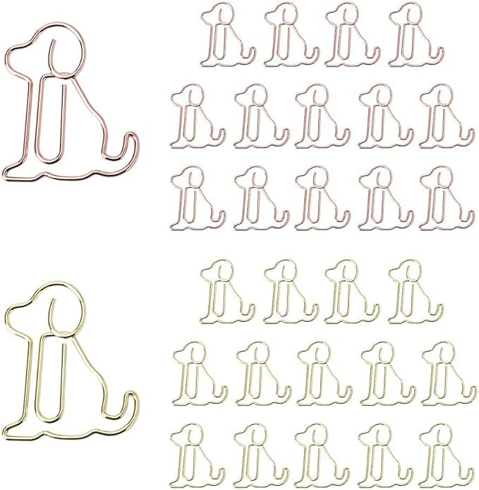 OWLFAVO 30pcs Puppy Shape Paper Clips with Clear Box, Rose Gold and Yellow Gold, Funny Cute Paper... | Amazon (US)