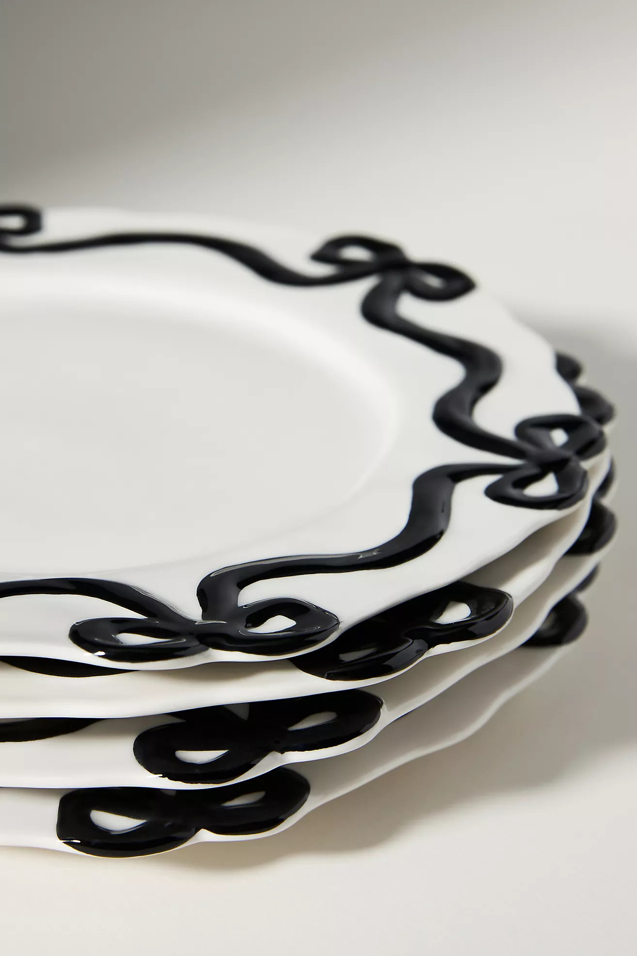 Benedita Bow Stoneware Dinner Plates, Set of 4 | Anthropologie (US)