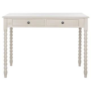 SAFAVIEH O' Mara 42 in. White/Beige Wood 2-Drawer Writing Desk DSK5711C - The Home Depot | The Home Depot