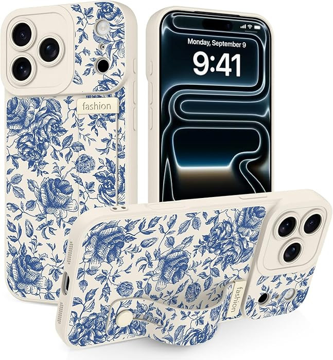 Case for iPhone 17 Pro Silicone Phone Case with Strap for Women Girls Cute Flowers Floral Design,... | Amazon (US)