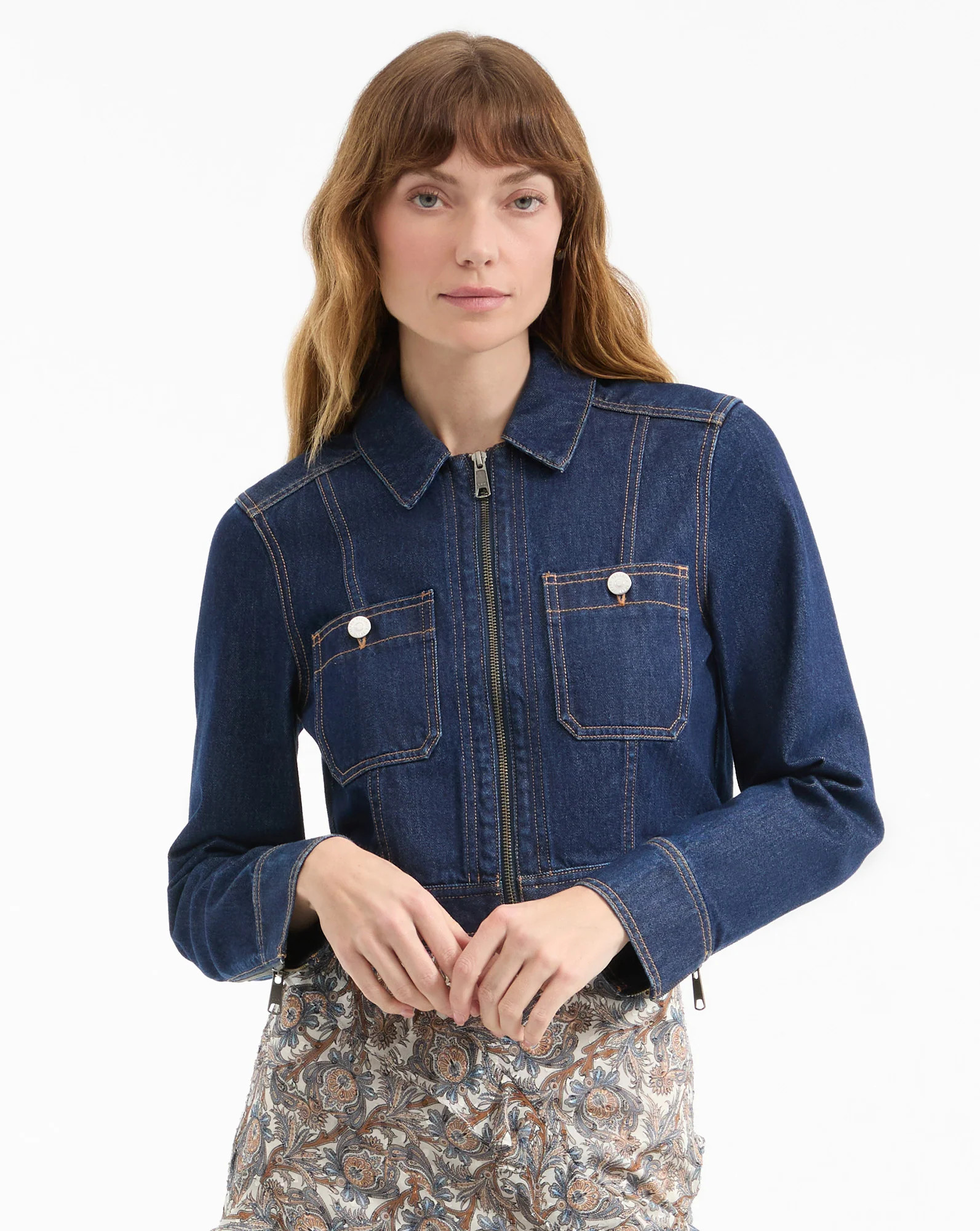 Patty Cropped Denim Jacket | Veronica Beard