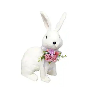 14" White Sitting Tabletop Bunny with Flower Accessory by Ashland® | Michaels | Michaels Stores