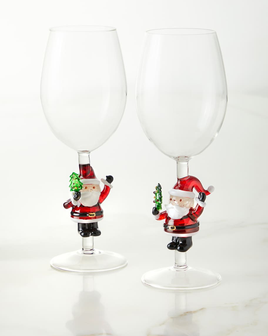 Neiman Marcus Figural Santa Wine Glasses, Set of 2 | Neiman Marcus