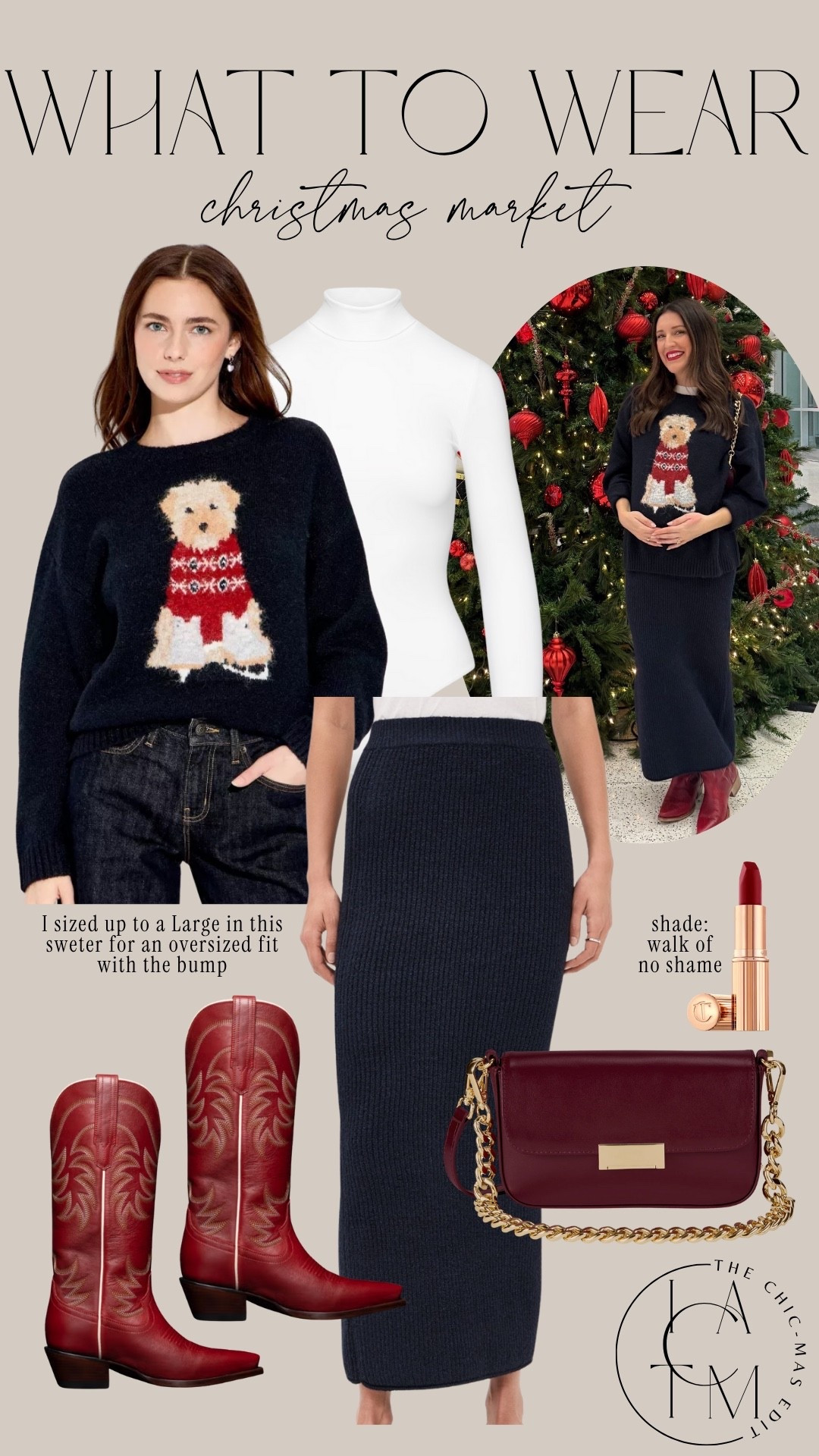 Christmas market outfit idea! Ralph Lauren Christmas inspired cozy look perfect for Black Friday shopping or fun holiday themed events, I sized up to a L in the sweater and wearing size S in the skirt 

#LTKStyleTip #LTKHoliday #LTKBump