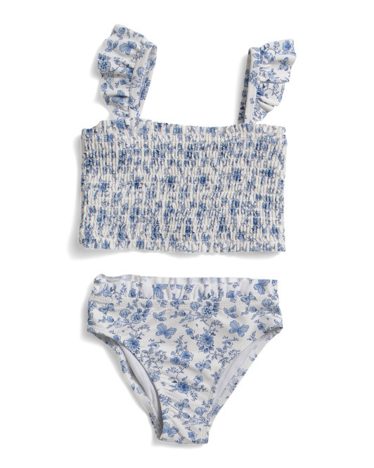 Toddler Girls 2pc Upf 50 Smocked Floral Swimsuit | TJ Maxx