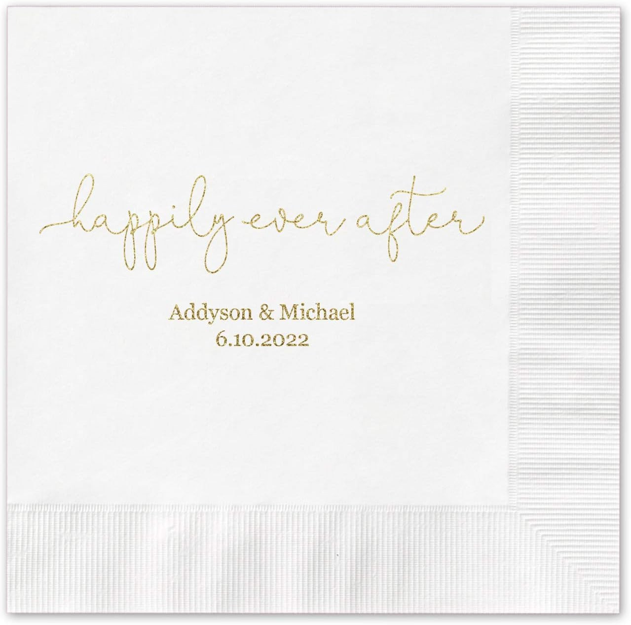 Happily Ever After Personalized Luncheon Napkins / 100 White 3 Ply Paper Coined Dinner Napkins Wi... | Amazon (US)