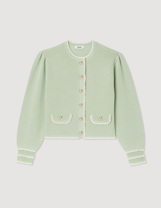 Fancy stitch knitted cardigan | Sandro-Paris US