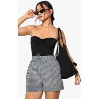 Womens Gingham Woven Shorts - Black - M | boohoo (US & Canada)