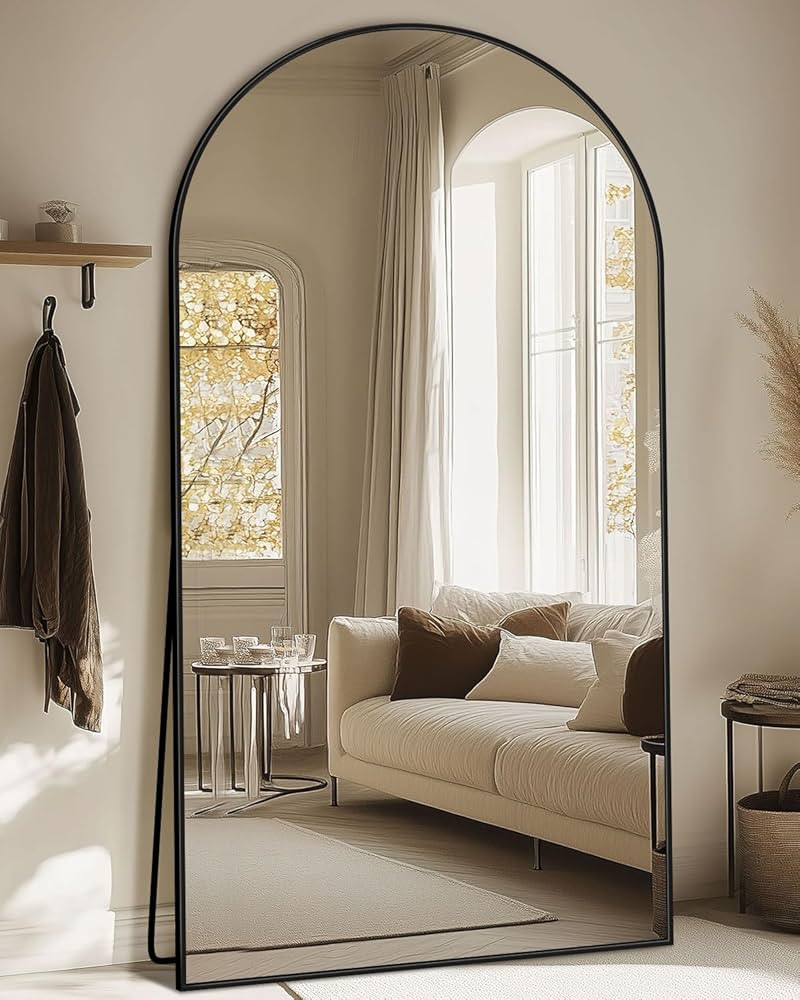 Full Length Mirror, 77"x38" Oversized Floor Mirror, Arched Full Body Mirror with Stand Hanging Mo... | Amazon (US)