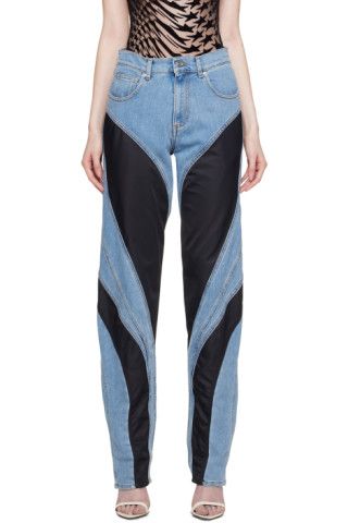 Blue & Black Spiral Jeans | SSENSE