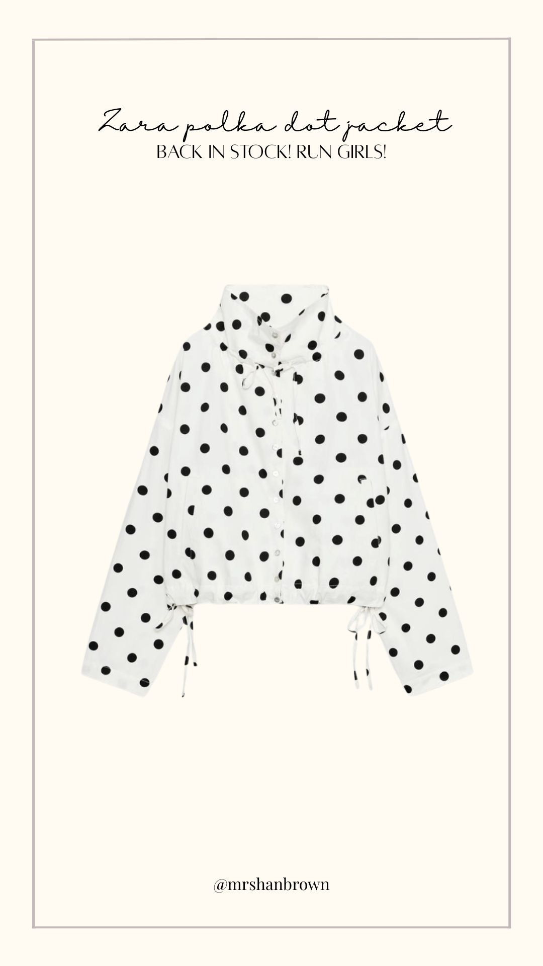 Run Girls! The Zara Polka dot jacket is back in stock! 

Summer Style, Summer Jacket, Polka Dot Trend, Summer Outfit Inspiration  

 #LTKuk #LTKsummer #LTKeurope