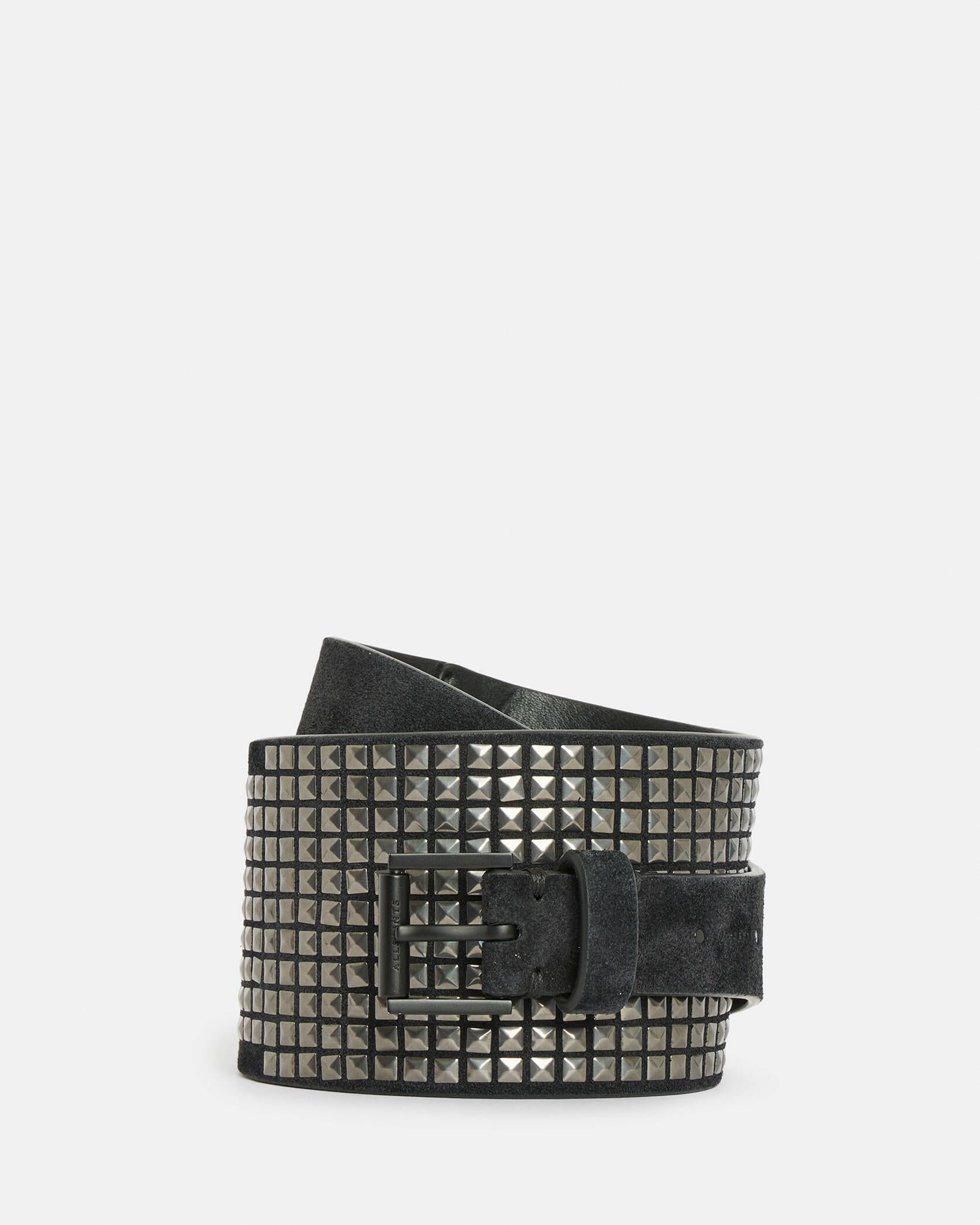 Simi Leather Studded Wide Waist Belt BLACK/DULL NICKEL | ALLSAINTS | AllSaints UK