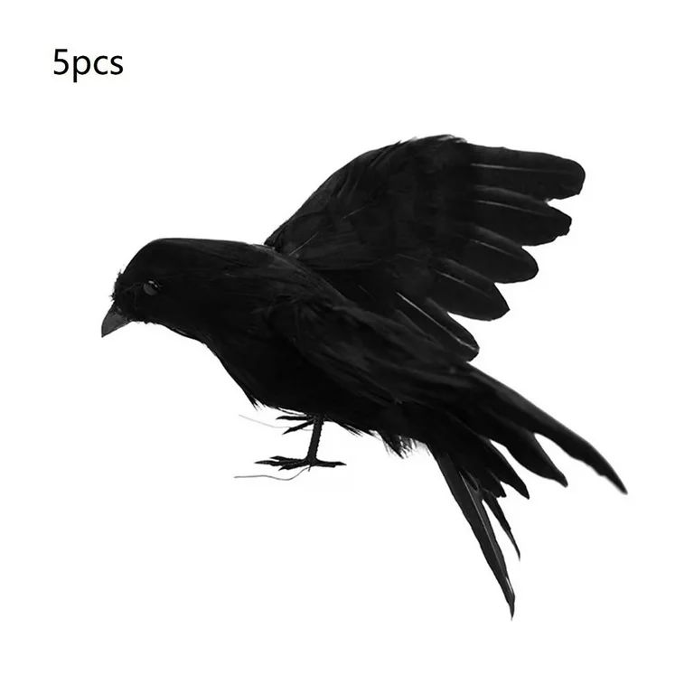 Adeeing Black Crows Halloween Decoration 5pcs 5.9in Realistic Flying Crows Prop for Halloween Yar... | Walmart (US)