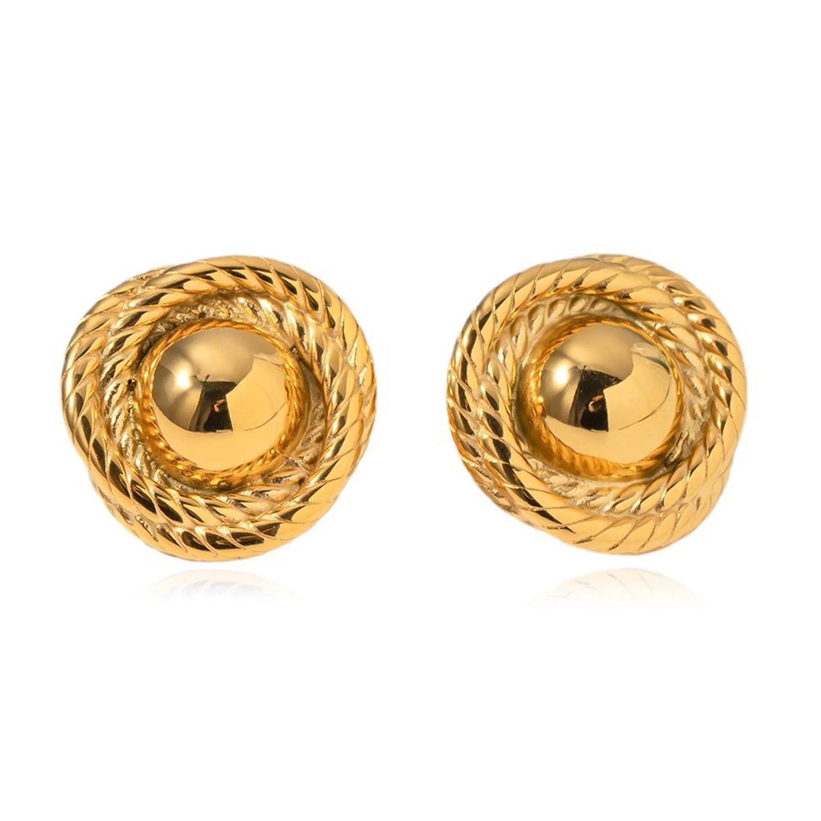 HETICA Vintage Chunky Gold Earrings for Women – Round Rope Disc Studs, Statement Fashion Jewelr... | Walmart (US)