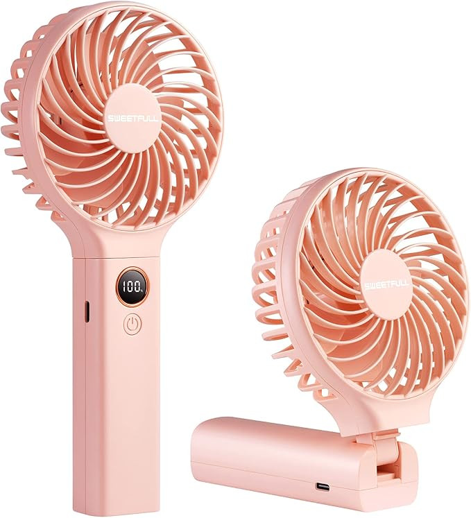 SWEETFULL Handheld Fan,5000mAh Portable Fan Mini fan Small Personal Fan with Power Bank,Desk Fan ... | Amazon (US)