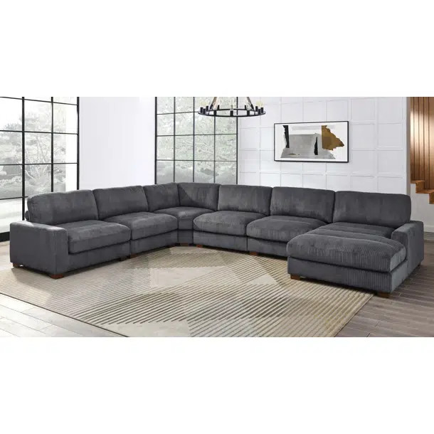 Aristedes 6 - Piece Corduroy Sectional | Wayfair North America