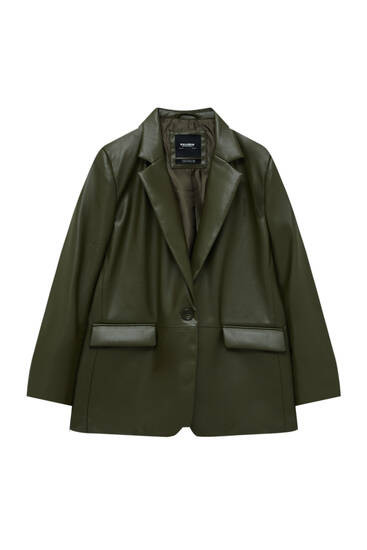 FAUX LEATHER BLAZER WITH A POCKET | PULL and BEAR UK