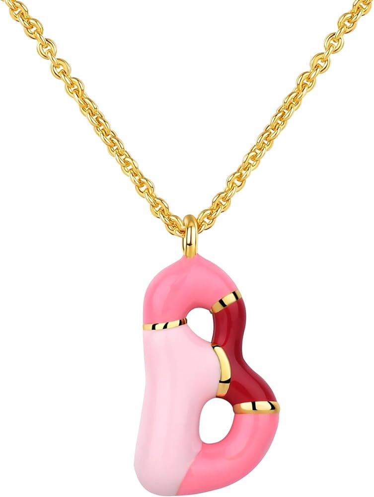 Kainier Bubble Letter Initial Necklace for Women, Colorful Balloon Alphabet Name Pendant Dainty C... | Amazon (US)