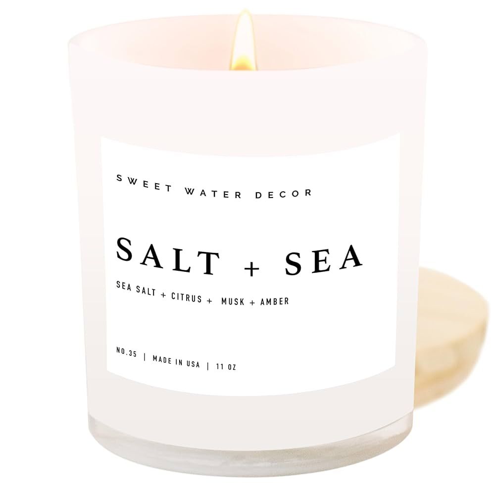 Sweet Water Decor Salt + Sea Candle | Sea Salt, Citrus, Amber, Musk, Beach Scented Soy Candles fo... | Amazon (US)