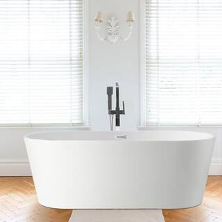 Bordeaux 59 in. Acrylic Flatbottom Freestanding Bathtub in White/Polished Chrome | The Home Depot