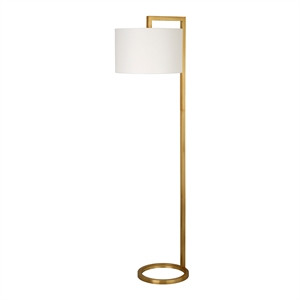 Henn&Hart 68" Metal Brass Gold Floor Lamp with Round Fabric Shade | Cymax