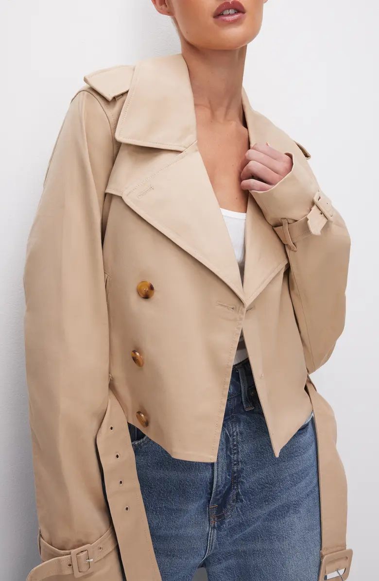 Chino Stretch Cotton Crop Trench Coat | Nordstrom