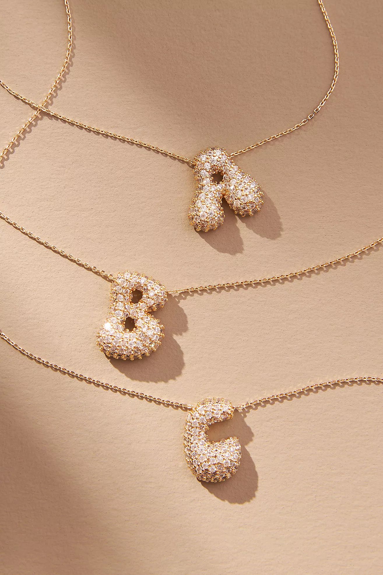 Pavé Bubble Letter Monogram Necklace | Anthropologie (US)