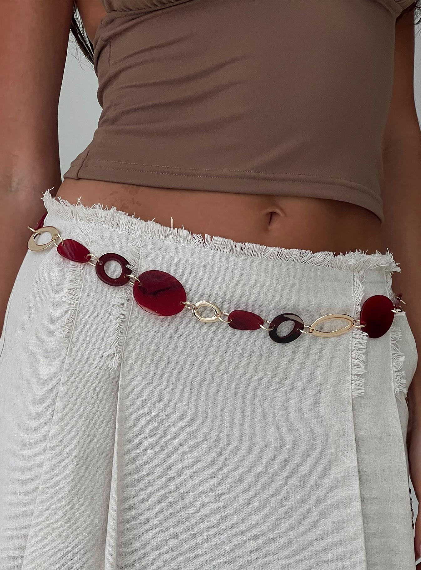Felon Beaded Chain Belt Gold / Red | Princess Polly AU