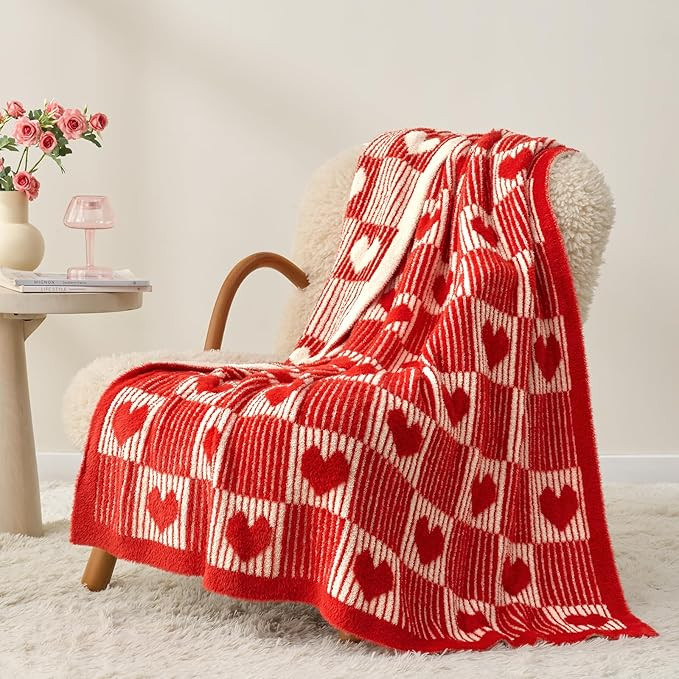 Snuggle Sac Red Heart Checkered Blanket for Women,Valentines Day Heart Blankets for Her Wife Girl... | Amazon (US)