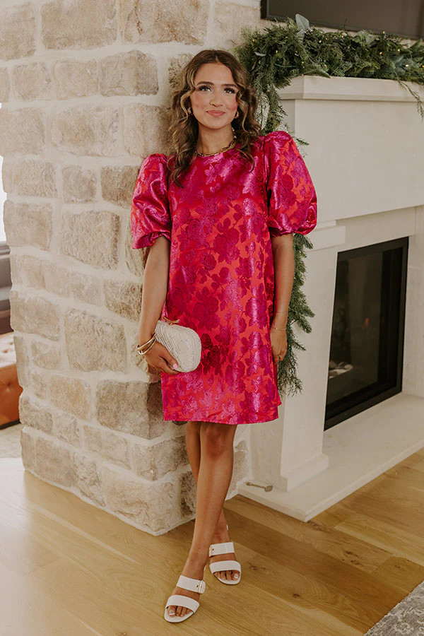 Kiss Of Chic Floral Jacquard Mini Dress | Impressions Online Boutique