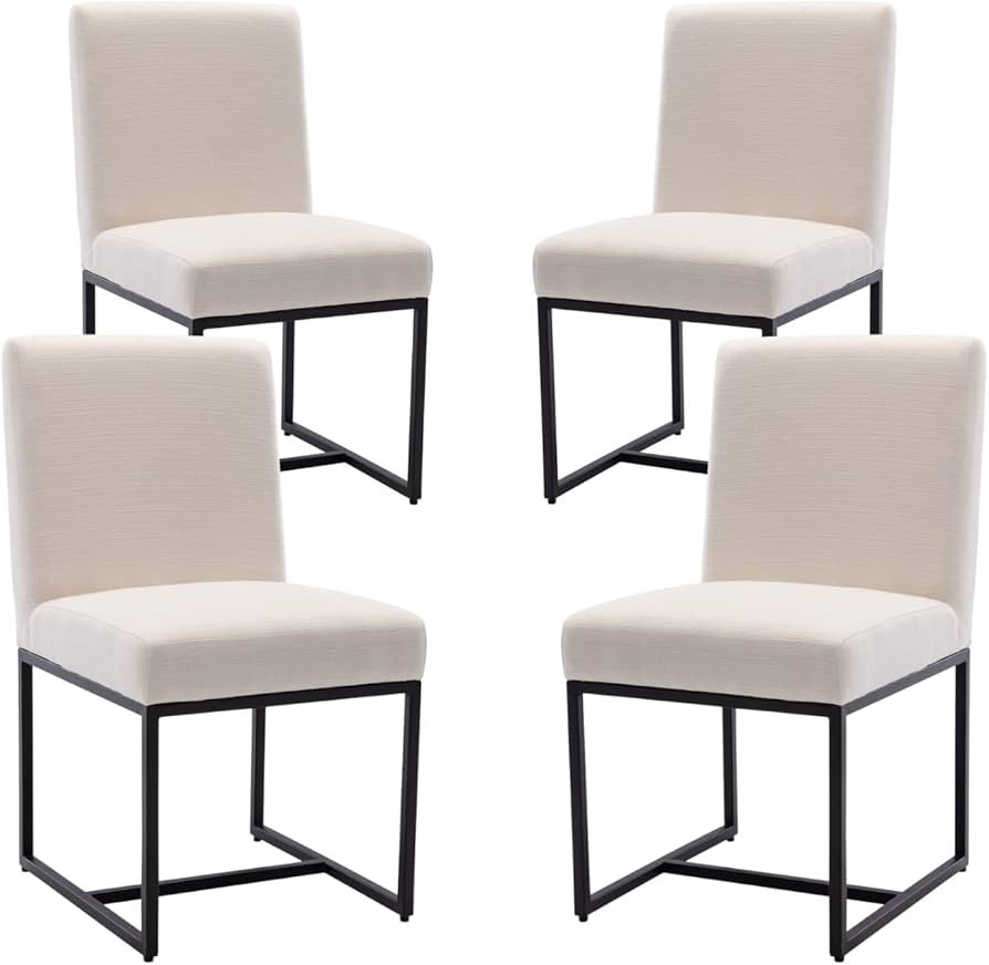 CIMOTA Modern Dining Chair Set of 4, Mid Century Linen Dining Room Chairs Fabric Padded Armless S... | Amazon (US)