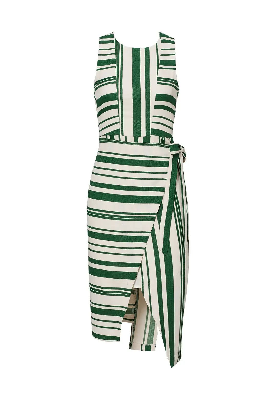 J.O.A. Green Striped Tie Dress | Rent The Runway