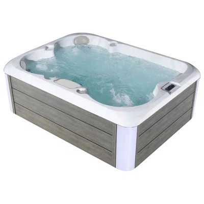 4-Person 20-Jet Premium Acrylic Rectangle Outdoor SPA Hot Tub With Bluetooth Speaker - Two-Step Ladder - PU Cover | Wayfair North America