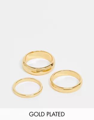 ASOS DESIGN 14k gold plated pack of 3 stacking rings | ASOS | ASOS (Global)