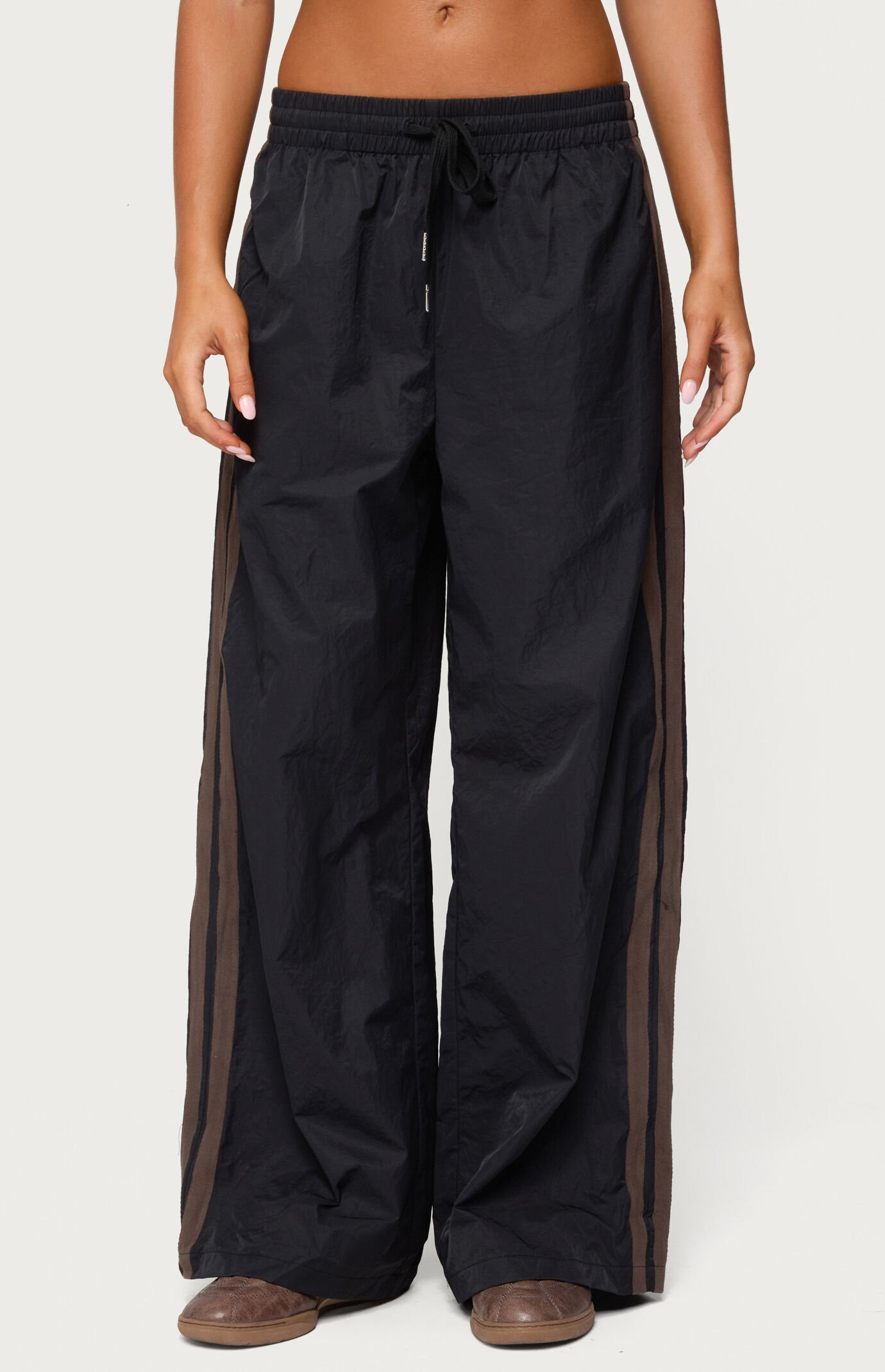 Edikted Women's Kieran Stripey Nylon Track Pants in Black - Size XS | PacSun