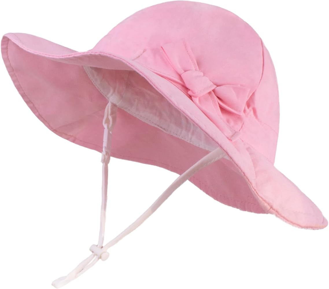 LANGZHEN UPF Beach Sun Protection Hat for Baby Girls Adjustable Toddler Kids Hat Wide Brim Summer... | Amazon (US)