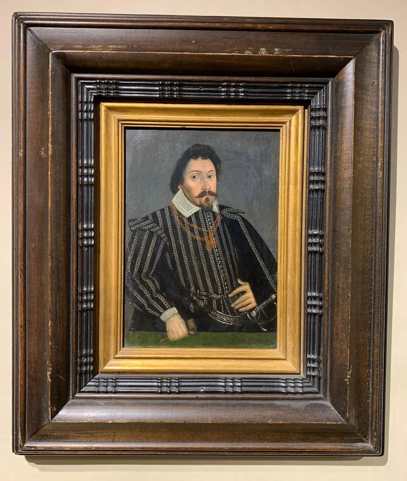 Early 17th century Portrait of a Nobleman, with sword, on a wood panelCirca 1610 | 1stDibs