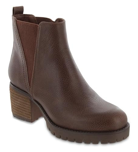 MIA Women's Jody Vegan Leather Lug Sole Chelsea Boots, Luggage, Size 6.5 | Amazon (US)