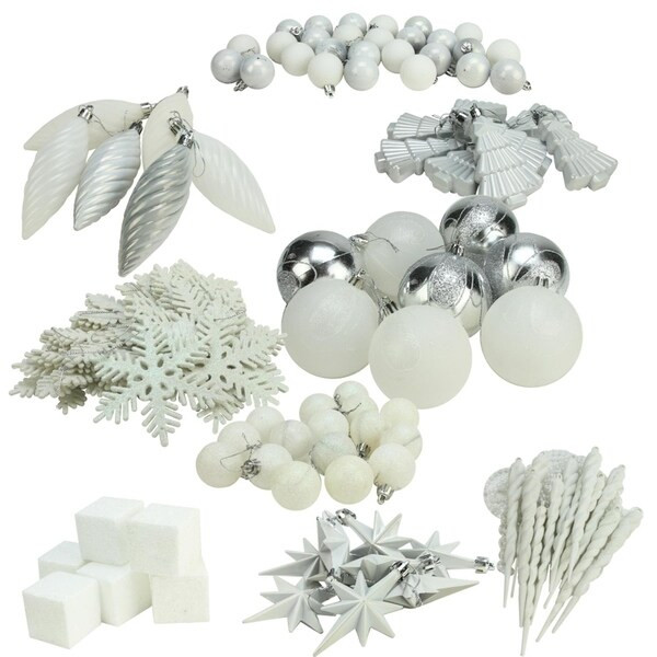 125-Piece Club Pack of Shatterproof Ice Palace White Christmas Ornaments | Bed Bath & Beyond
