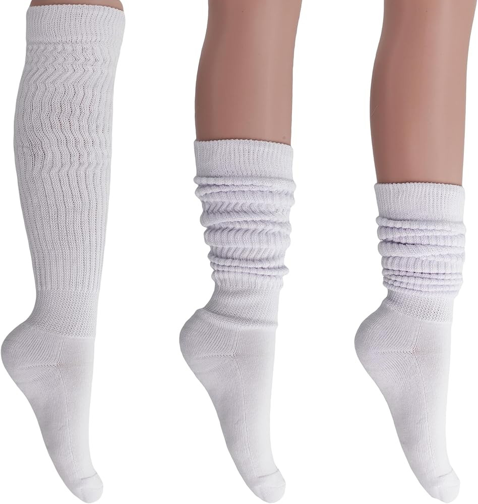 AWS/American Made Slouch Socks Cotton Scrunch Knee High Extra Long and Heavy Socks | Amazon (US)