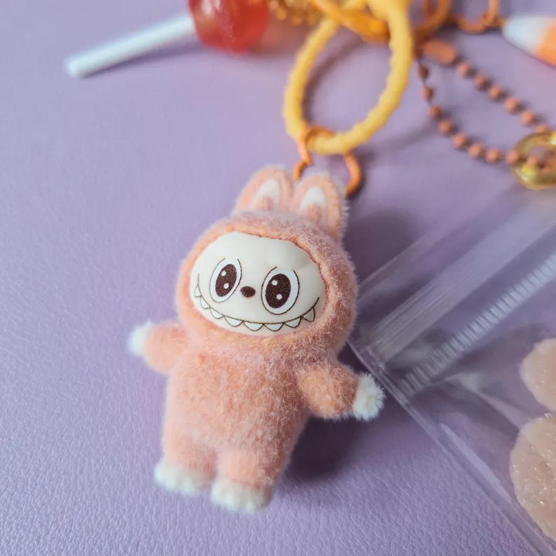 Cute Orange Labubu Keychain Halloween Charms Squishies Candy Corn Spooky Candy Mini Squishy Keyri... | Etsy (US)