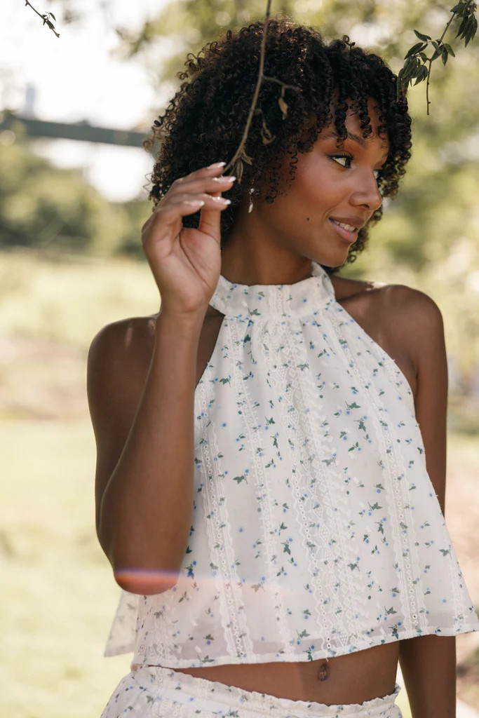 Willa Halterneck Top - Blue Floral | Petal & Pup (US)