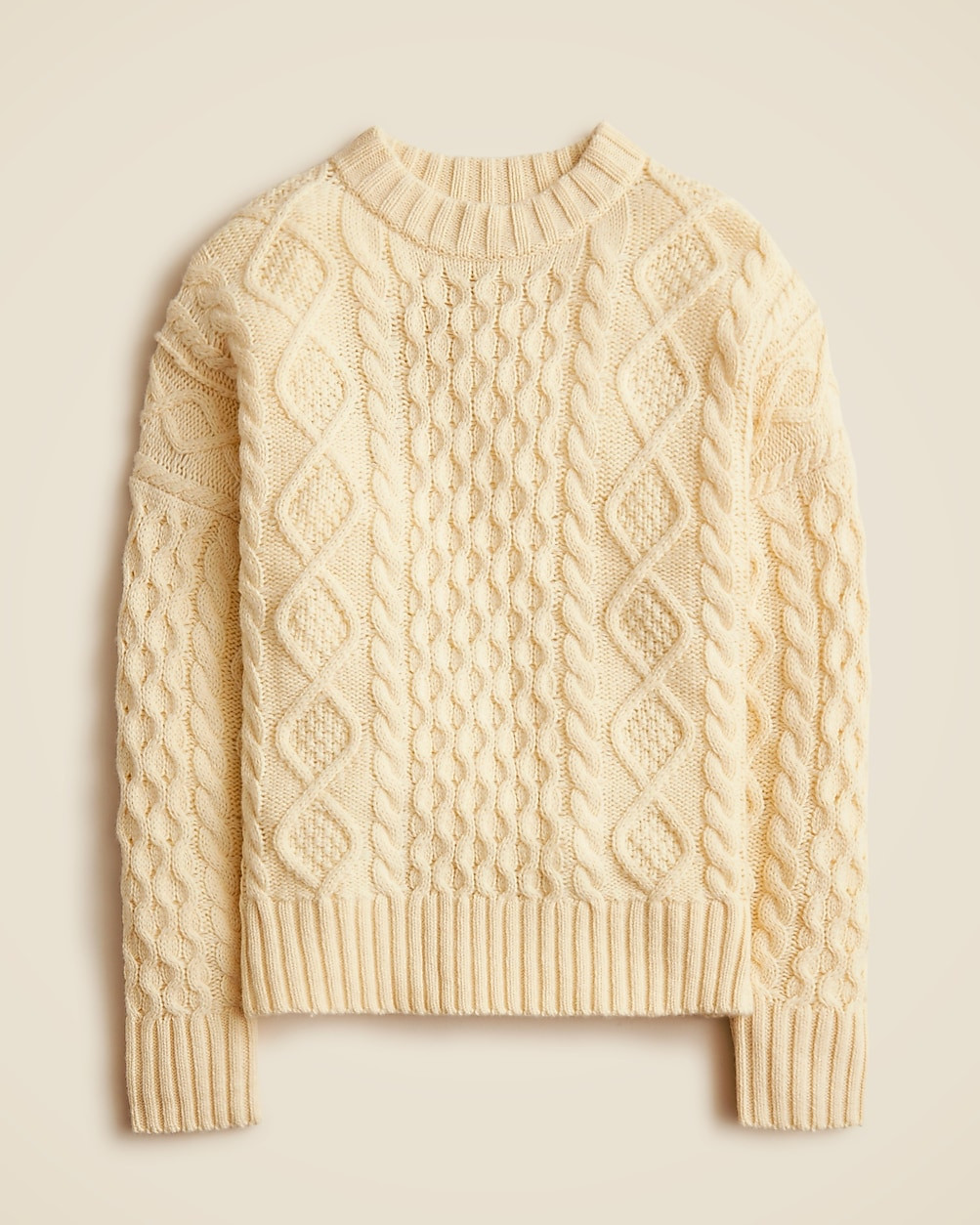 Oversized cable-knit crewneck sweater | J. Crew US