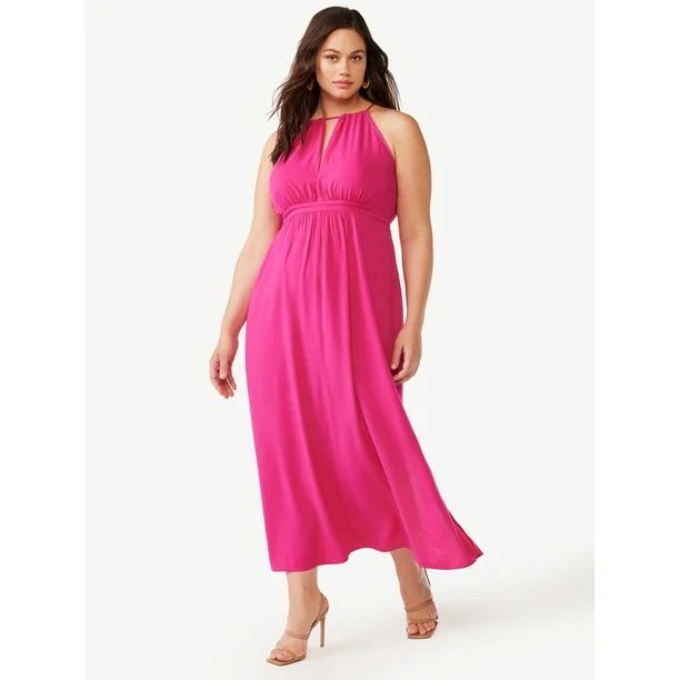 Sofia Jeans Women's Plus Size Empire Halter Maxi Dress | Walmart (US)